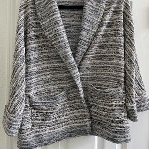 S Splendid 3/4 sleeve dolman shawl collar knit sweater in space dye gray multi